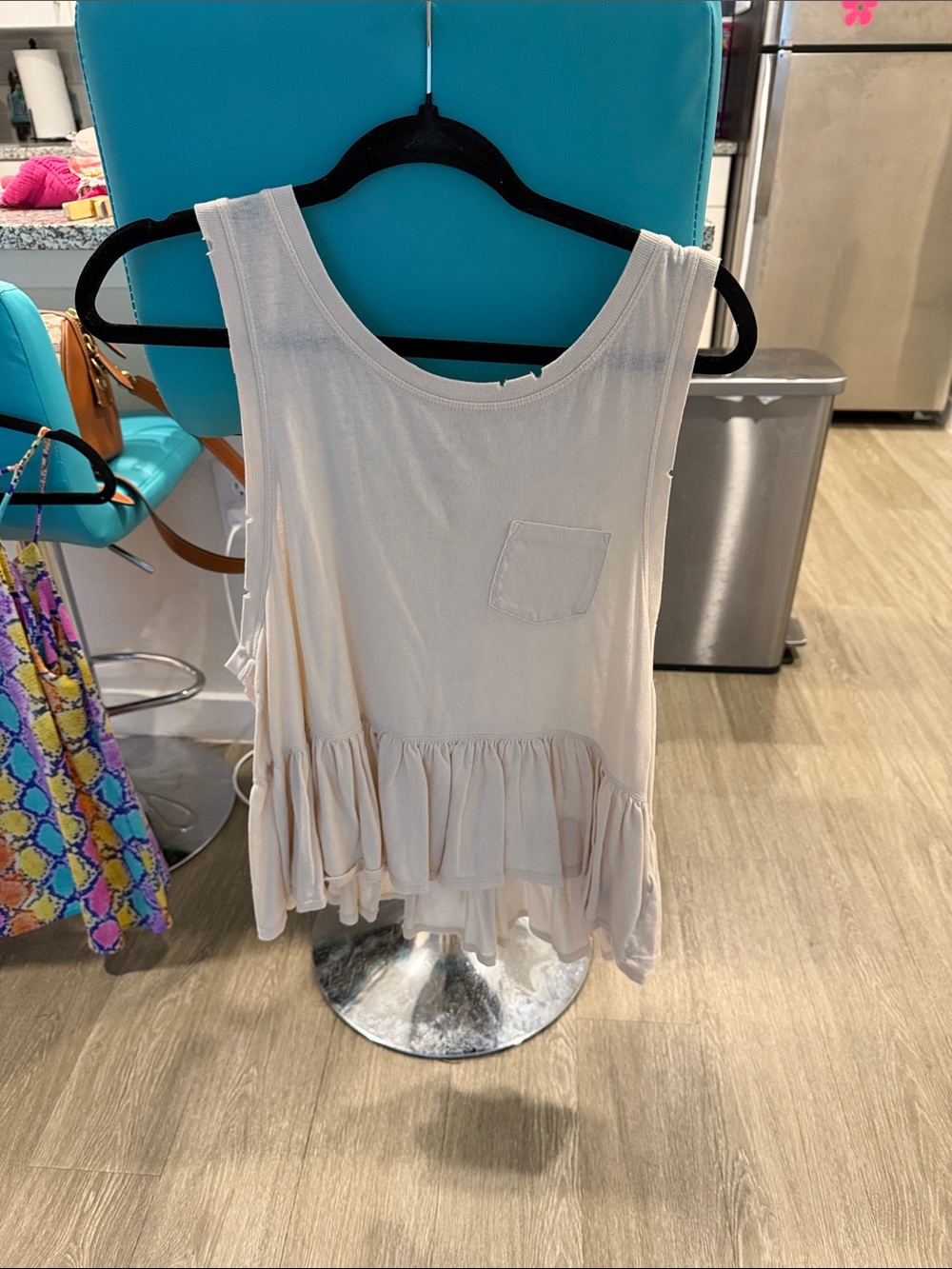 We The Free Cream Ruffle-Hem Tank with Pocket